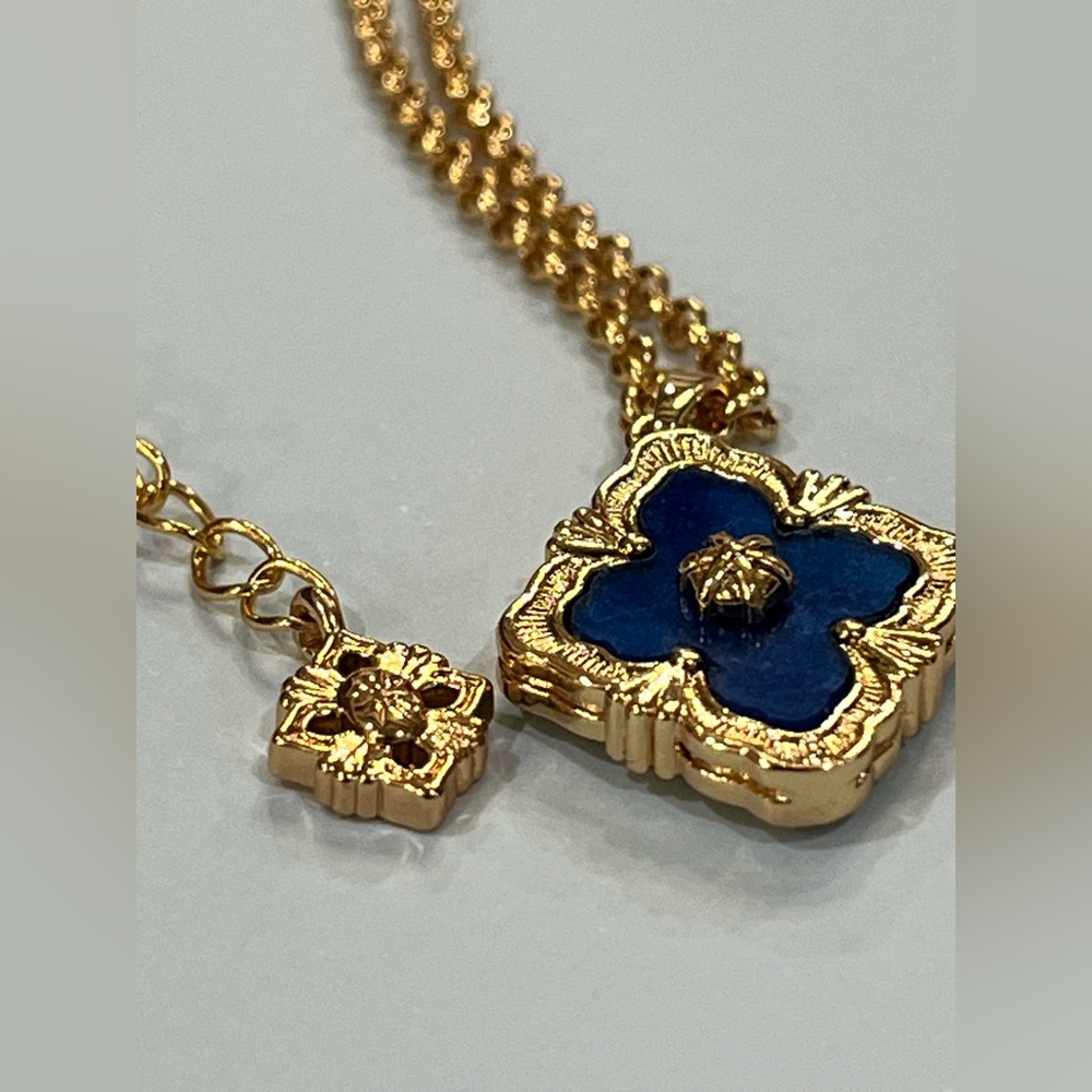 Gold and Blue Pendant Necklace